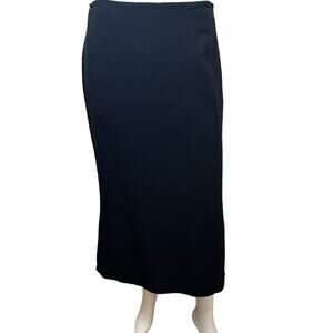 Carmen Marc Valvo Black Long Modest Midi Skirt with Kick Pleat Detail sz 6